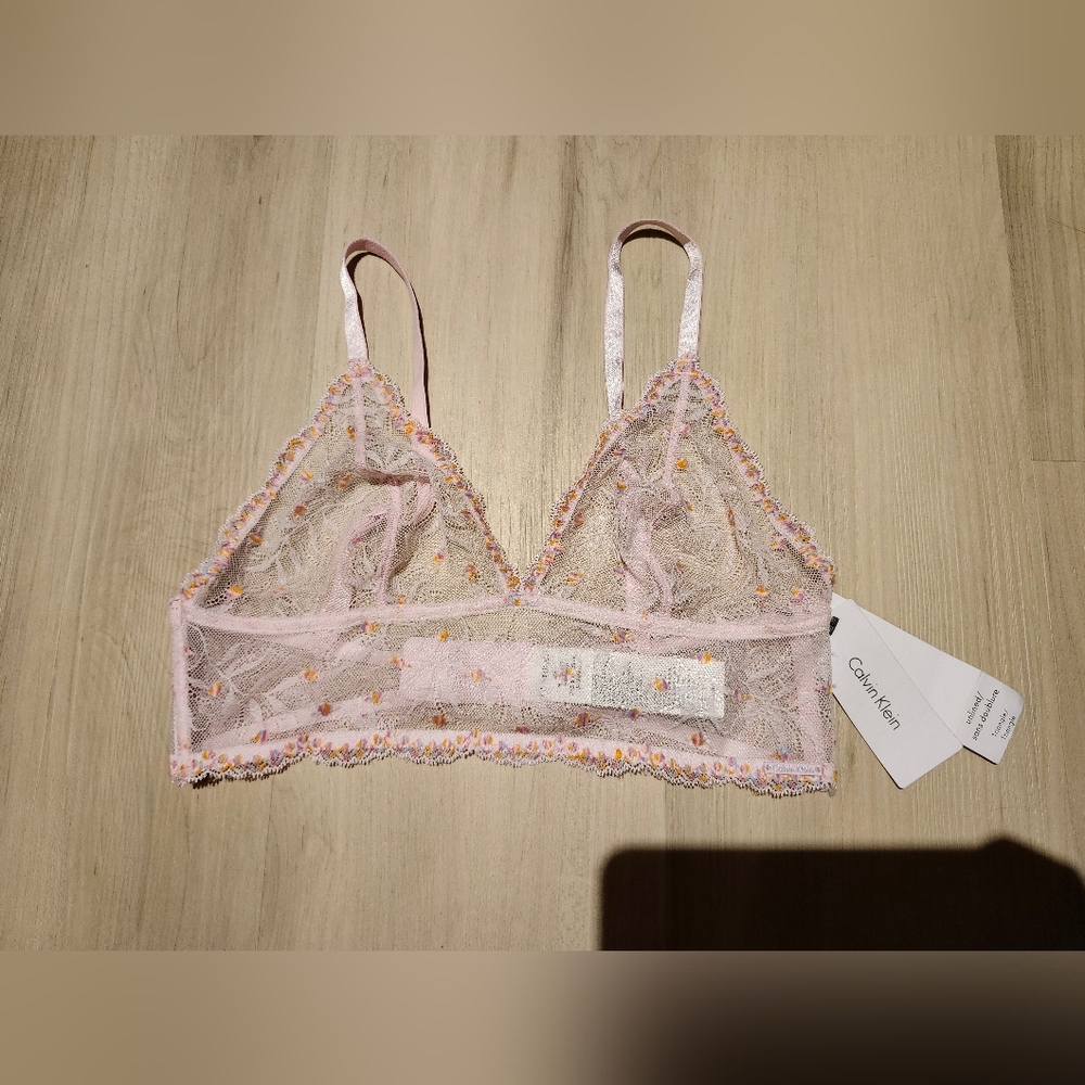 Calvin Klein Light Pink Sheer Lace Bralette
